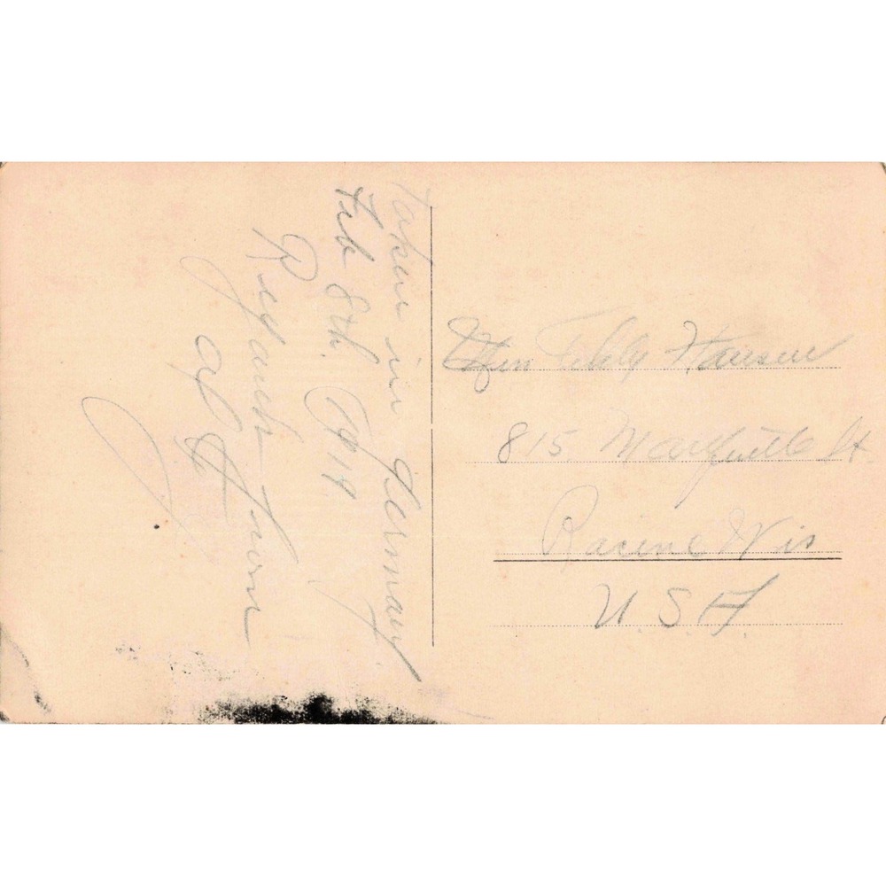 Vintage 1919 WWI US Army Soldiers RPPC Postcard Germany Occupation Racine WI - Picture 2 of 2